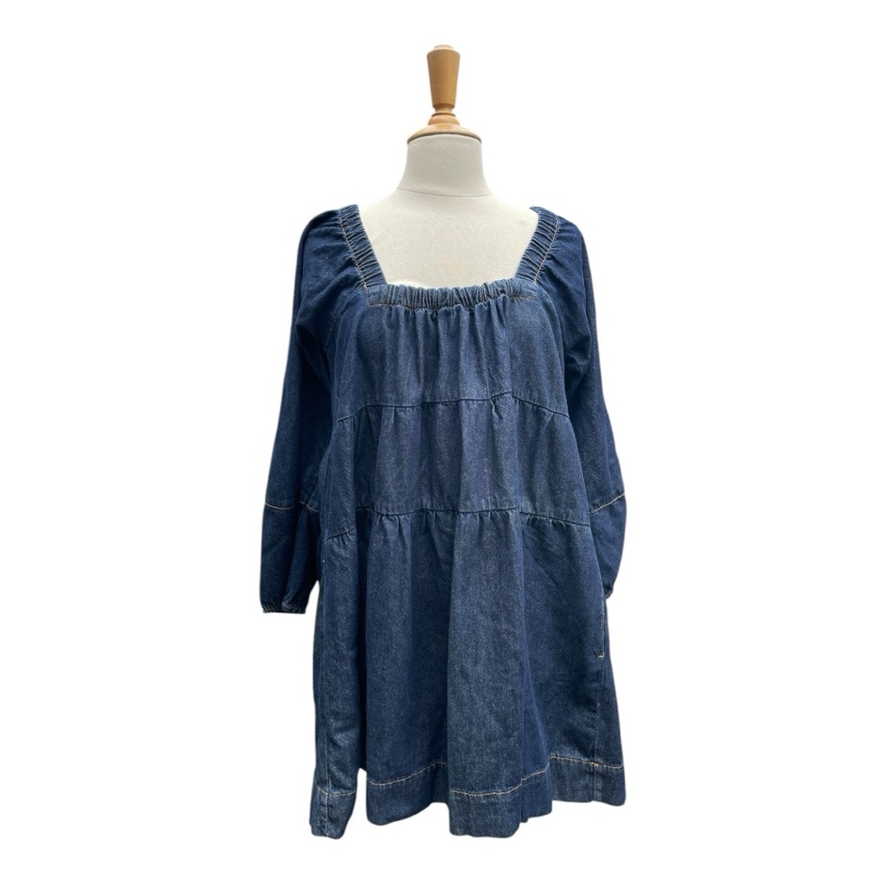 Free People Lou Babydoll Denim Dress Size Medium
